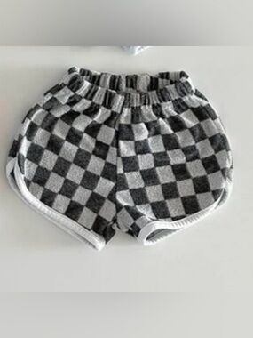 Checkerboard Knit Toddler Shorts - Black & White